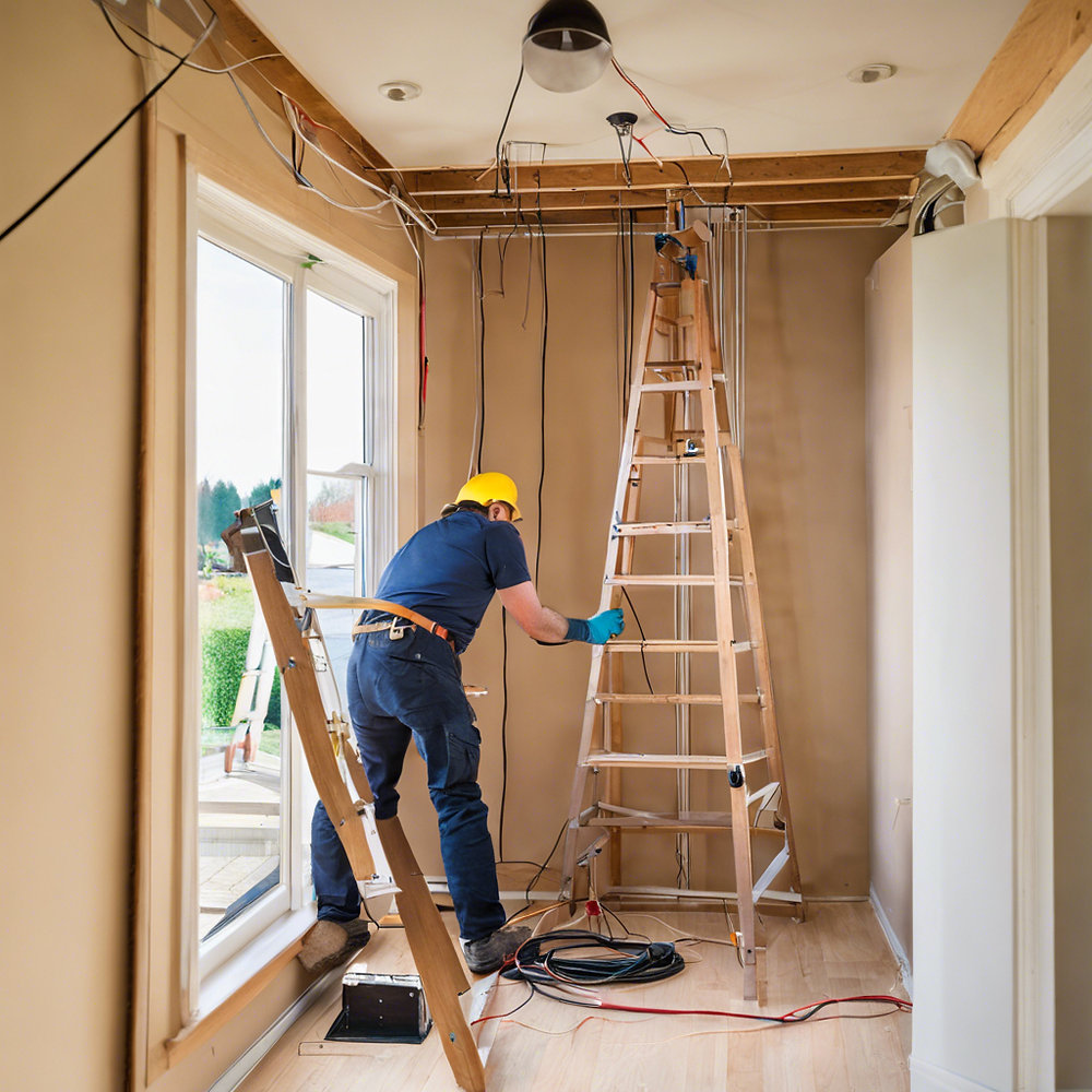 Expert electricians from South Shore Electric performing detailed electrical installation in a Sunnyside home